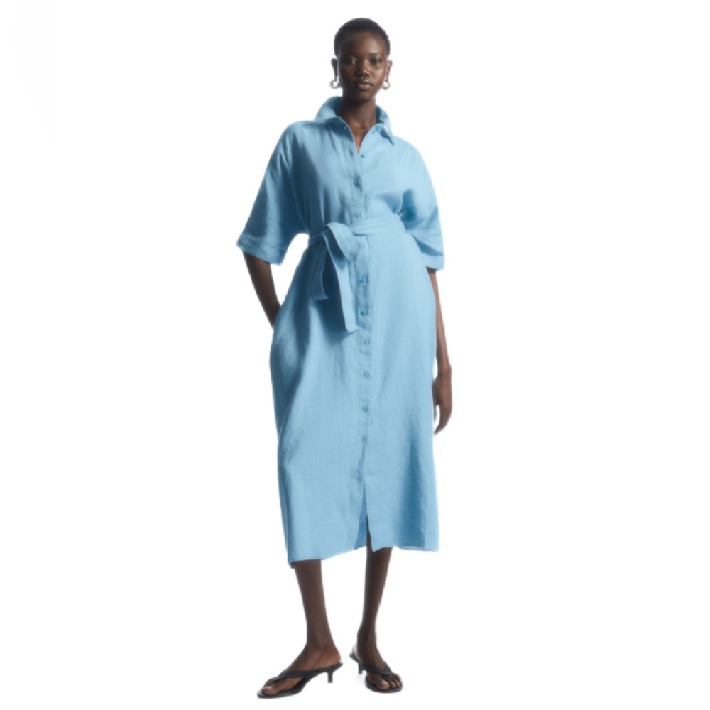 NWOT COS Belted Linen Shirt Dress Size M